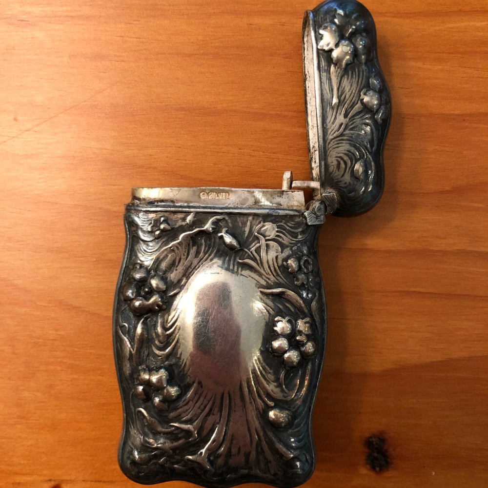 Antique Ornate Metal Sterling Lighter/Match Holder